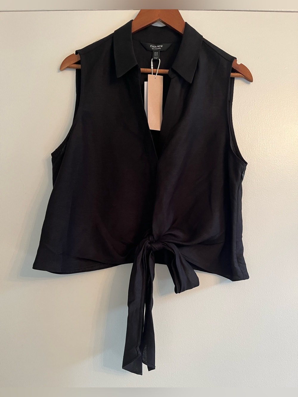 Ever New Linen Blend Sleeveless Tie-Front Blouse - Picture 2 of 5
